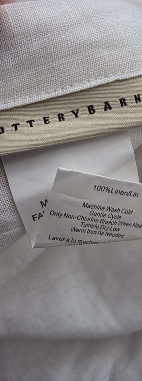 Pottery Barn White Linen Ruffled Sham, Shabby Chic - Picture 3 of 9